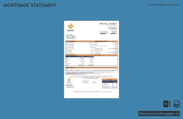 Beispielvorschau eines Hypothekenauszugs der Gambia Access Bank